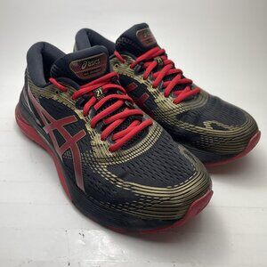 Asics Gel Nimbus 21 Black Red Gold Running Shoe Men's Sz 9.5 US Athletic Sneaker